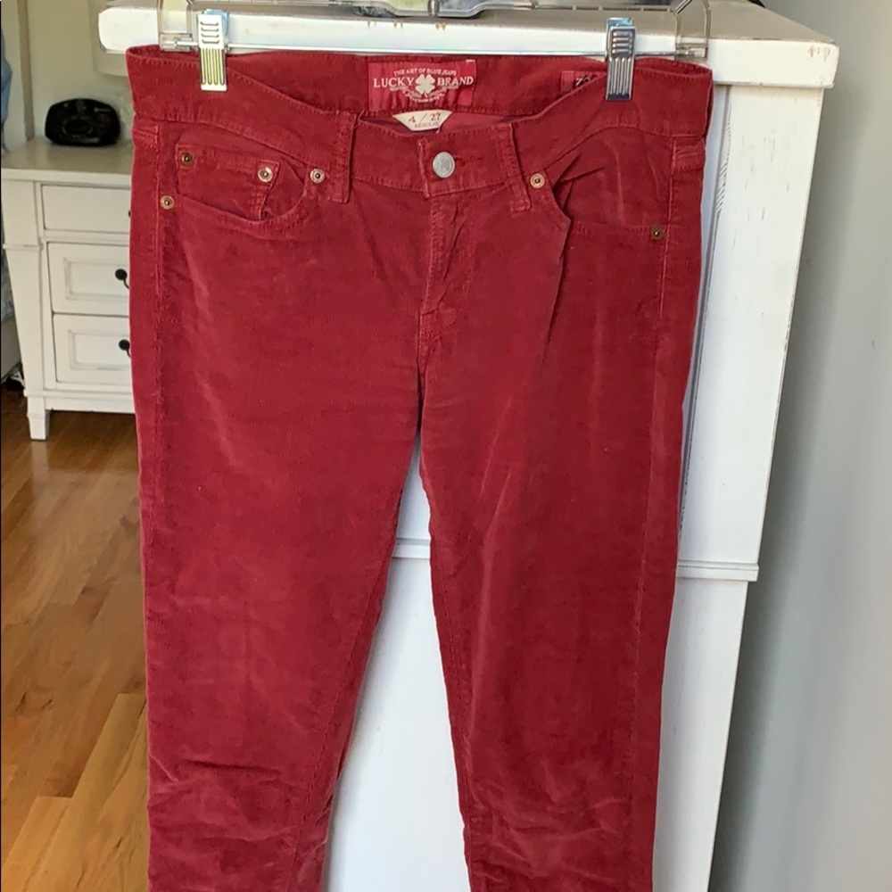 Lucky Brand Zoe Skinny red corduroy jeans 4